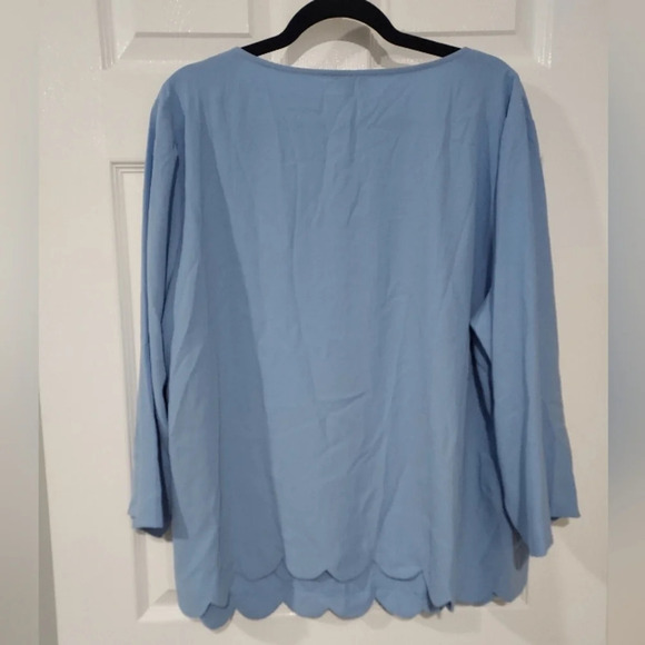 NWT Talbots Woman Periwinkle Blue Scallop Hem 3/4 Sleeve Blouse in Size 2X - Picture 7 of 9